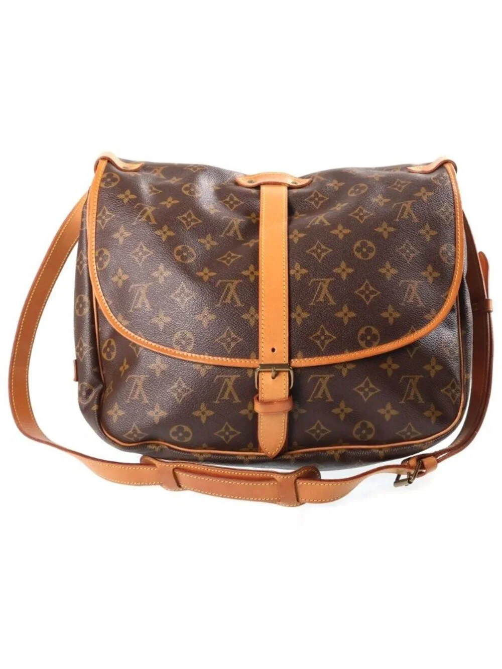 Louis Vuitton Monogram Saumur 35 Shoulder Bag Brown Leather